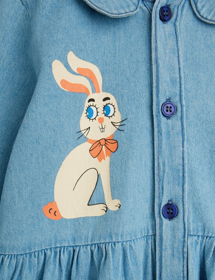 Light Denim Rabbit Dress by Mini Rodini - Petite Belle