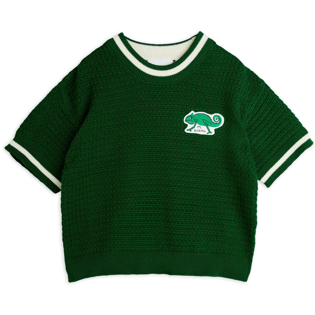 Lizard Crochet Knit Tee in Green by Mini Rodini - Petite Belle