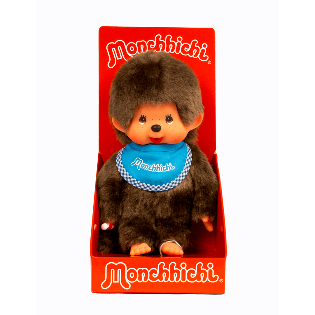 Monchhichi - Classic Blue Bib Boy Plush Doll by Sekiguchi - Petite Belle