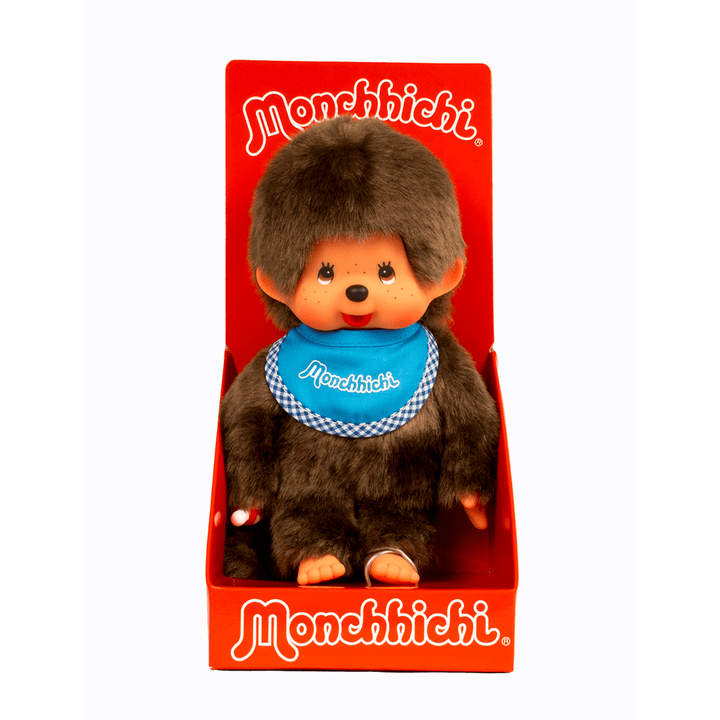 Monchhichi - Classic Blue Bib Boy Plush Doll by Sekiguchi - Petite Belle