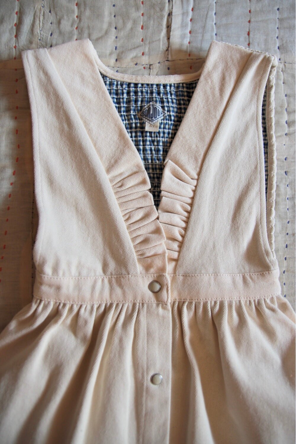 New Apron Dress in Ivory Denim by Bonjour - Petite Belle