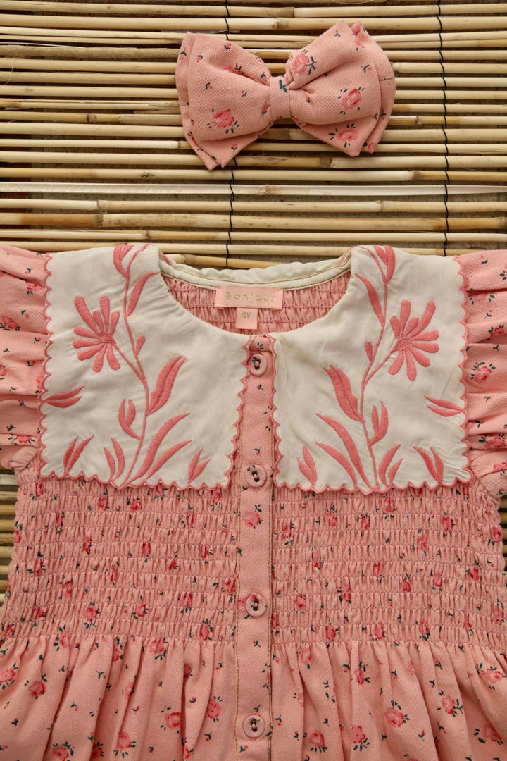 Pink Tunique & Hairclip in Rosa Bloom by Bonjour - Petite Belle