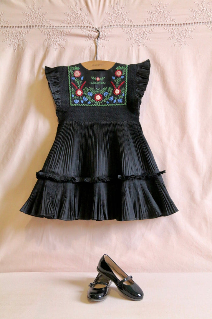 Pleated Dress in Black by Bonjour - Petite Belle