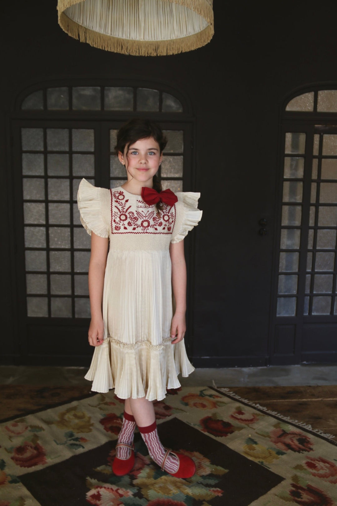 Pleated Dress in Ivory by Bonjour - Petite Belle