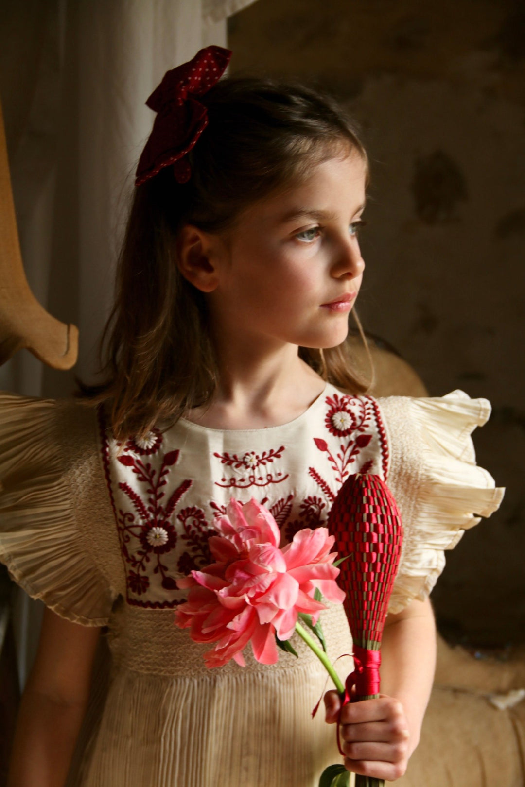 Pleated Dress in Ivory by Bonjour - Petite Belle