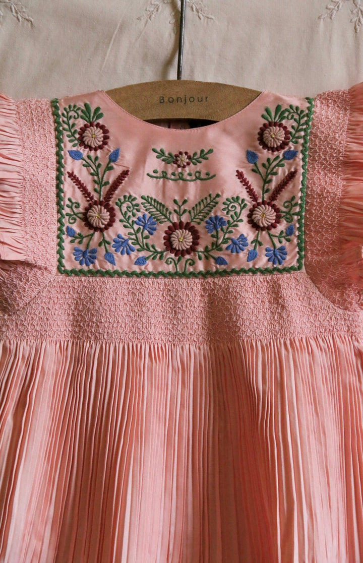 Pleated Dress in Nude by Bonjour - Petite Belle
