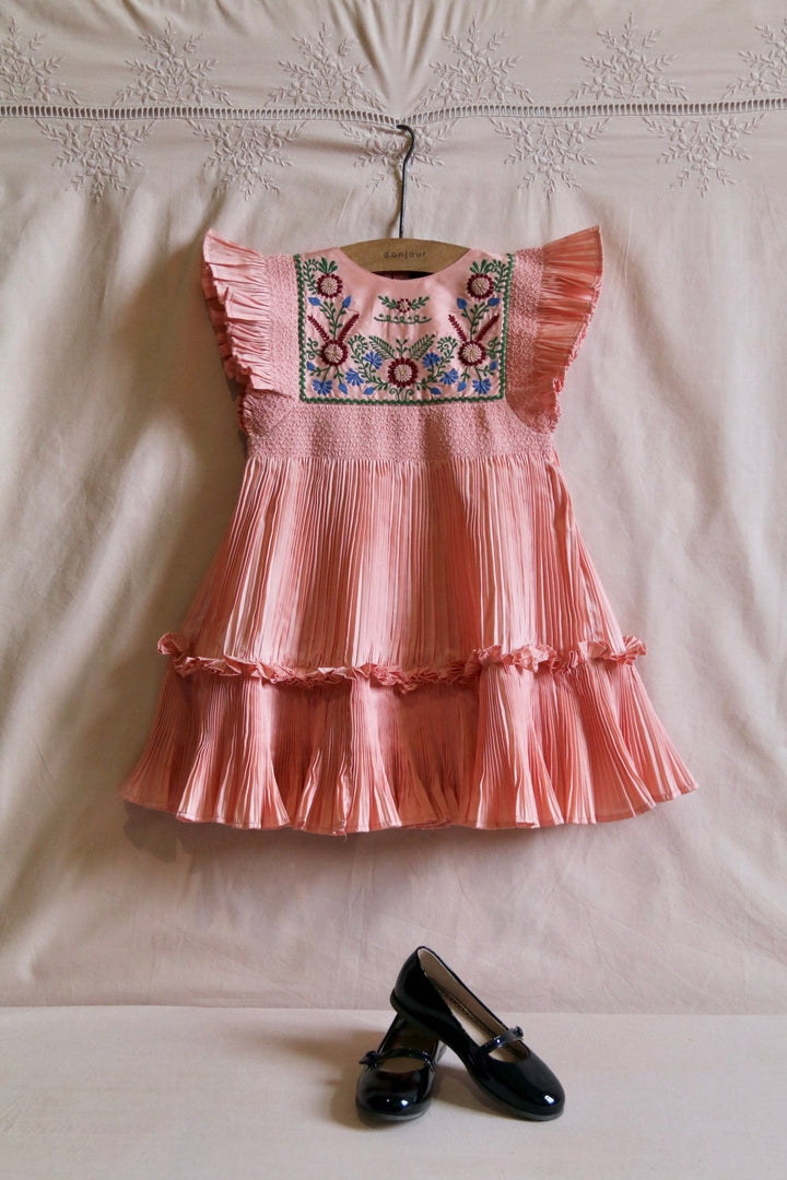 Pleated Dress in Nude by Bonjour - Petite Belle
