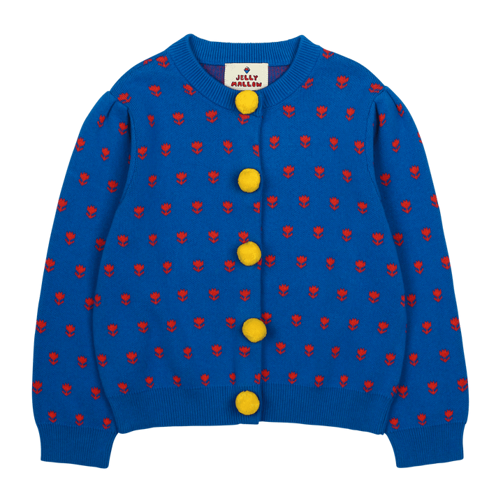 PomPom Shirring Cardigan in Blue by Jelly Mallow - Petite Belle