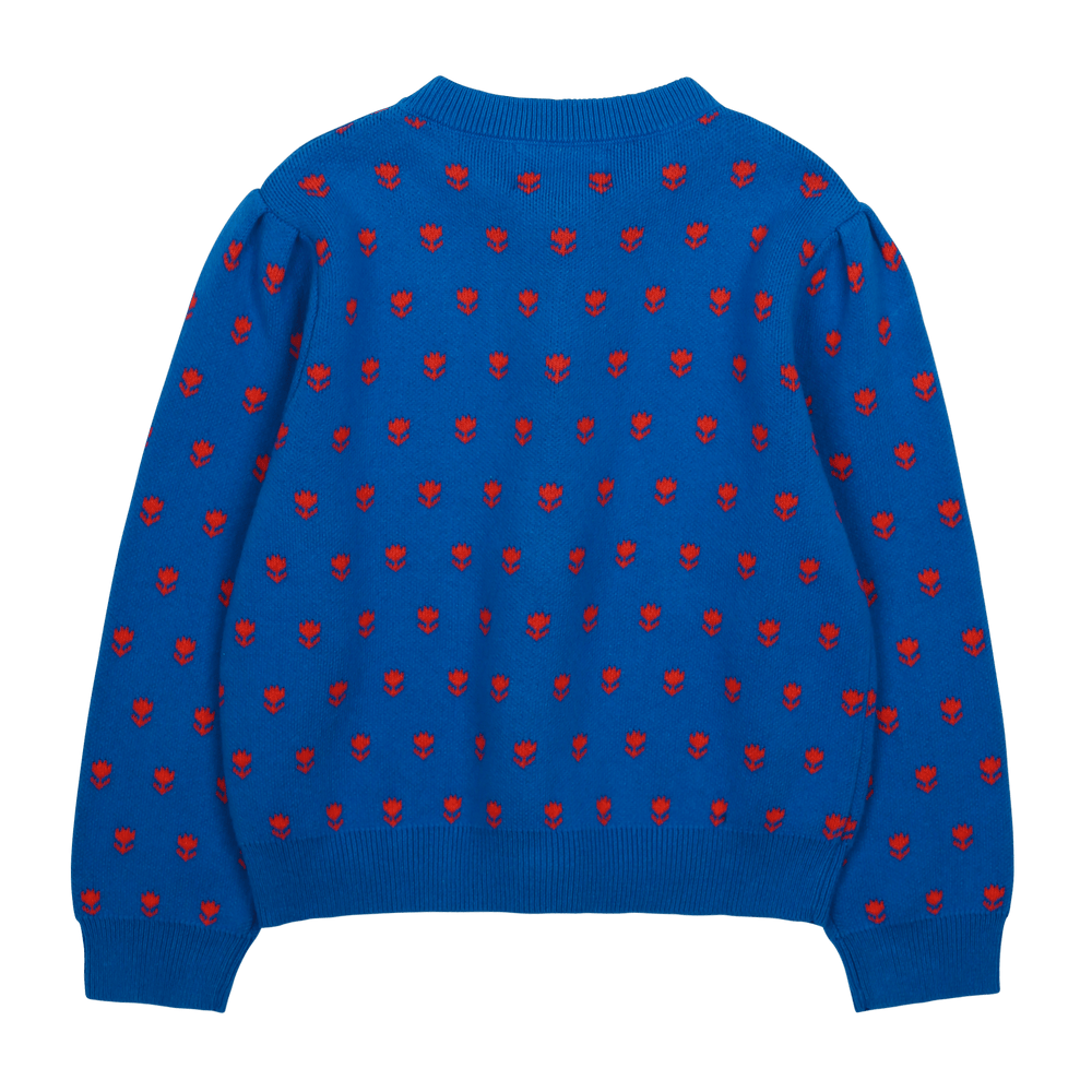 PomPom Shirring Cardigan in Blue by Jelly Mallow - Petite Belle