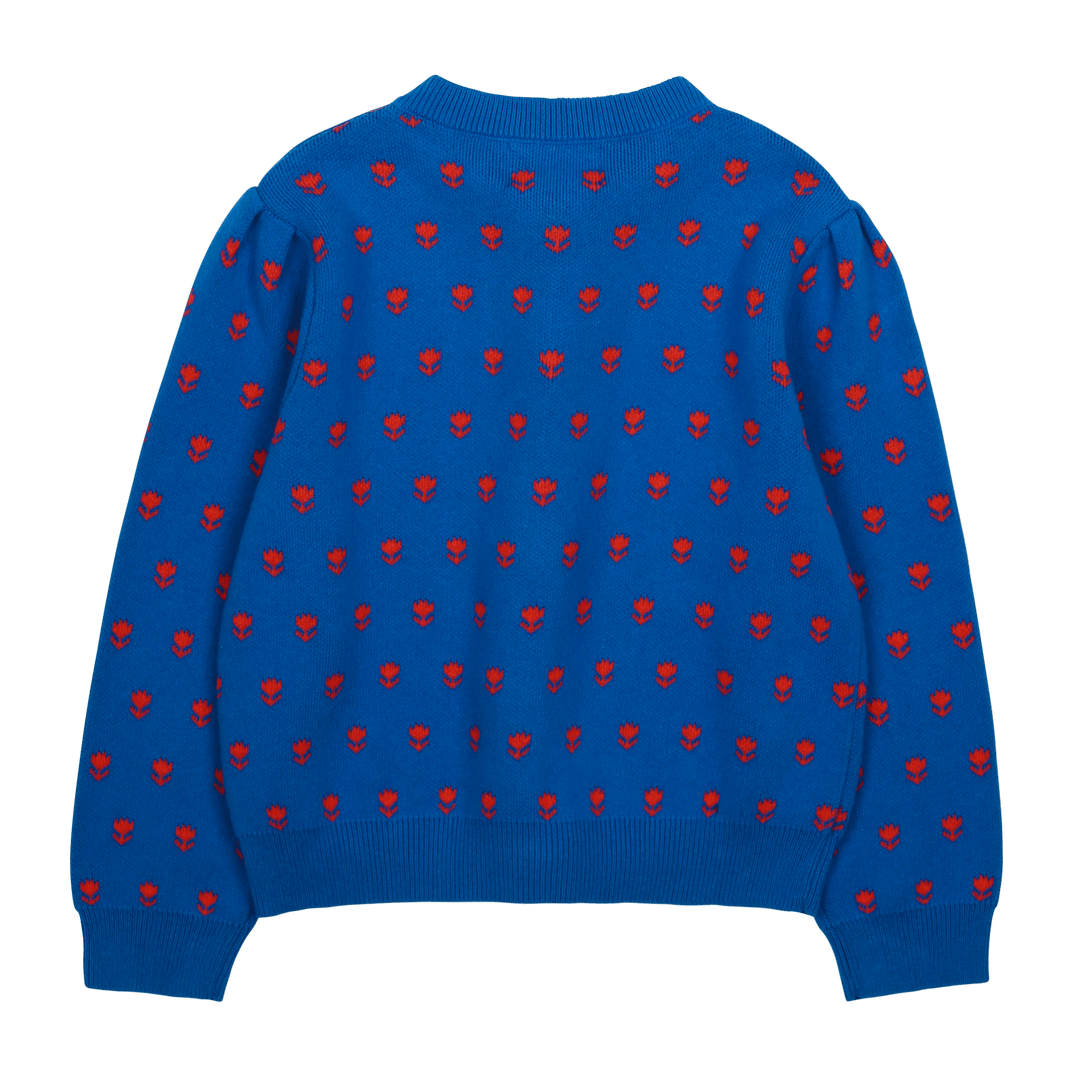 PomPom Shirring Cardigan in Blue by Jelly Mallow - Petite Belle