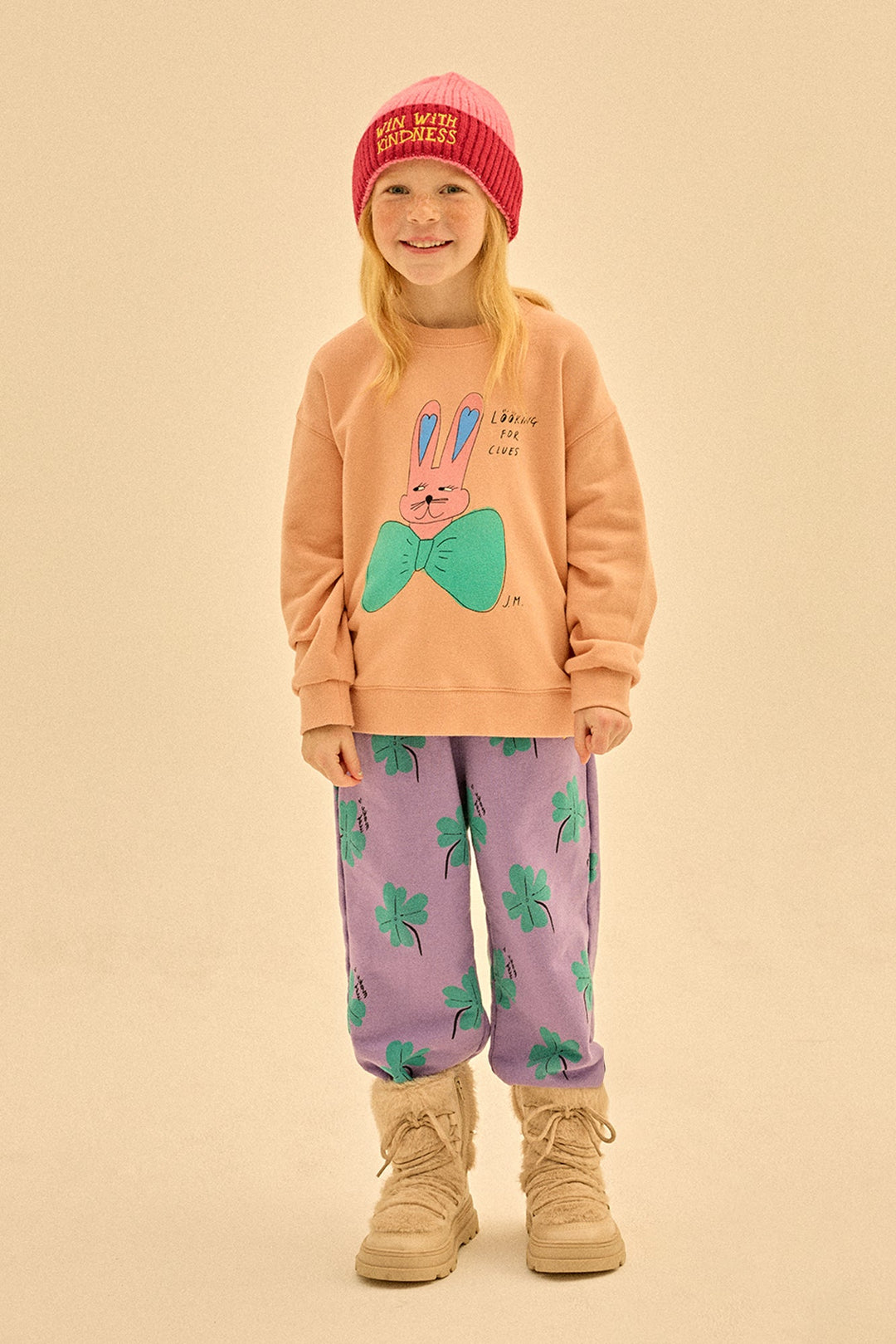 Rabbit Sweatshirt in Coral Sand by Jelly Mallow - Petite Belle