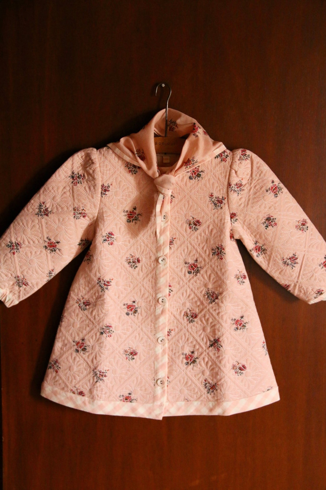 Reversible Dress Coat & Scarf in Denim Garden Flowers Print by Bonjour - Petite Belle