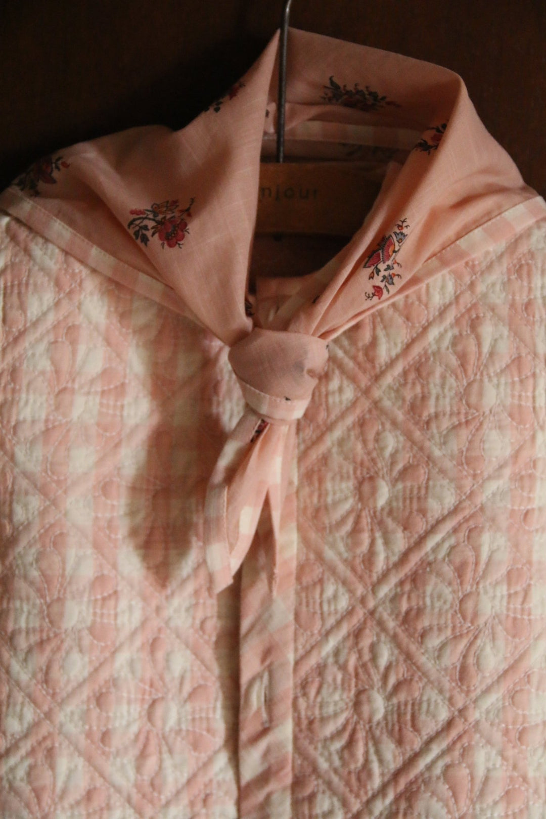 Reversible Dress Coat & Scarf in Denim Garden Flowers Print by Bonjour - Petite Belle