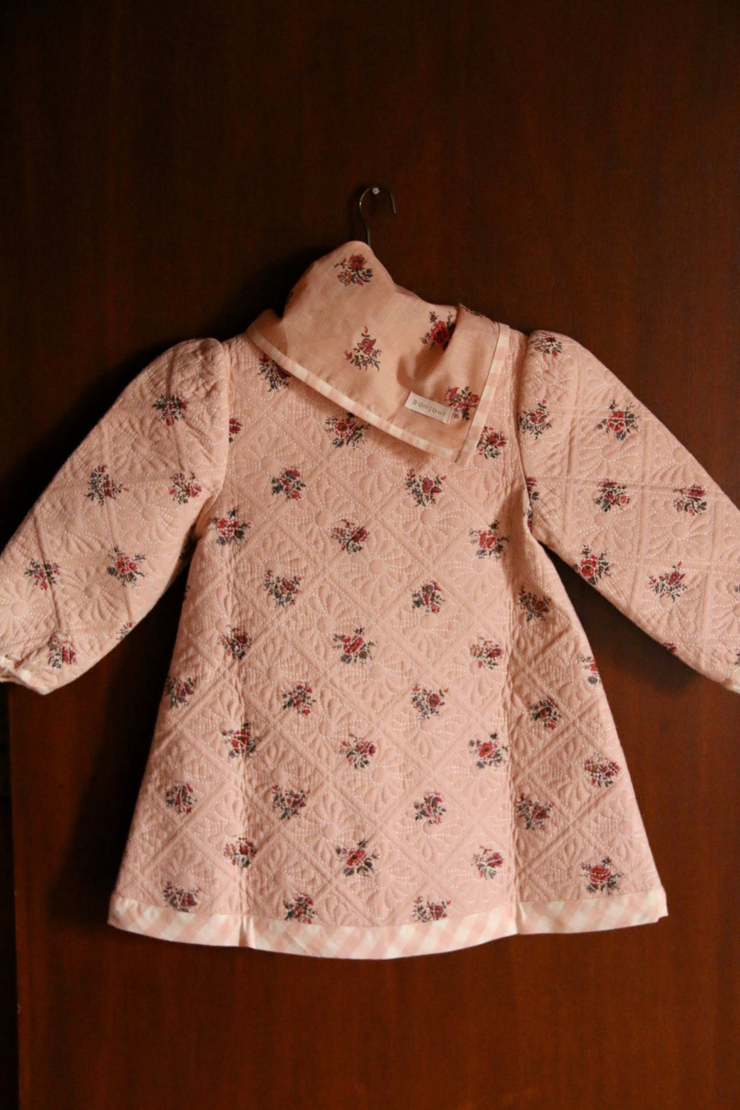 Reversible Dress Coat & Scarf in Denim Garden Flowers Print by Bonjour - Petite Belle