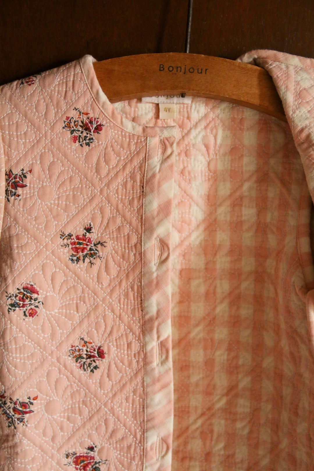 Reversible Dress Coat & Scarf in Denim Garden Flowers Print by Bonjour - Petite Belle