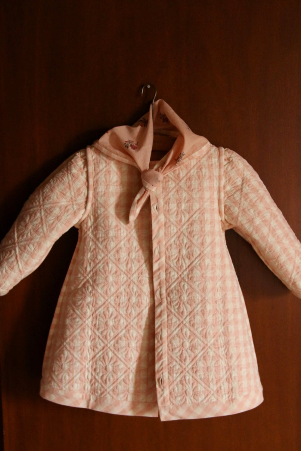 Reversible Dress Coat & Scarf in Denim Garden Flowers Print by Bonjour - Petite Belle