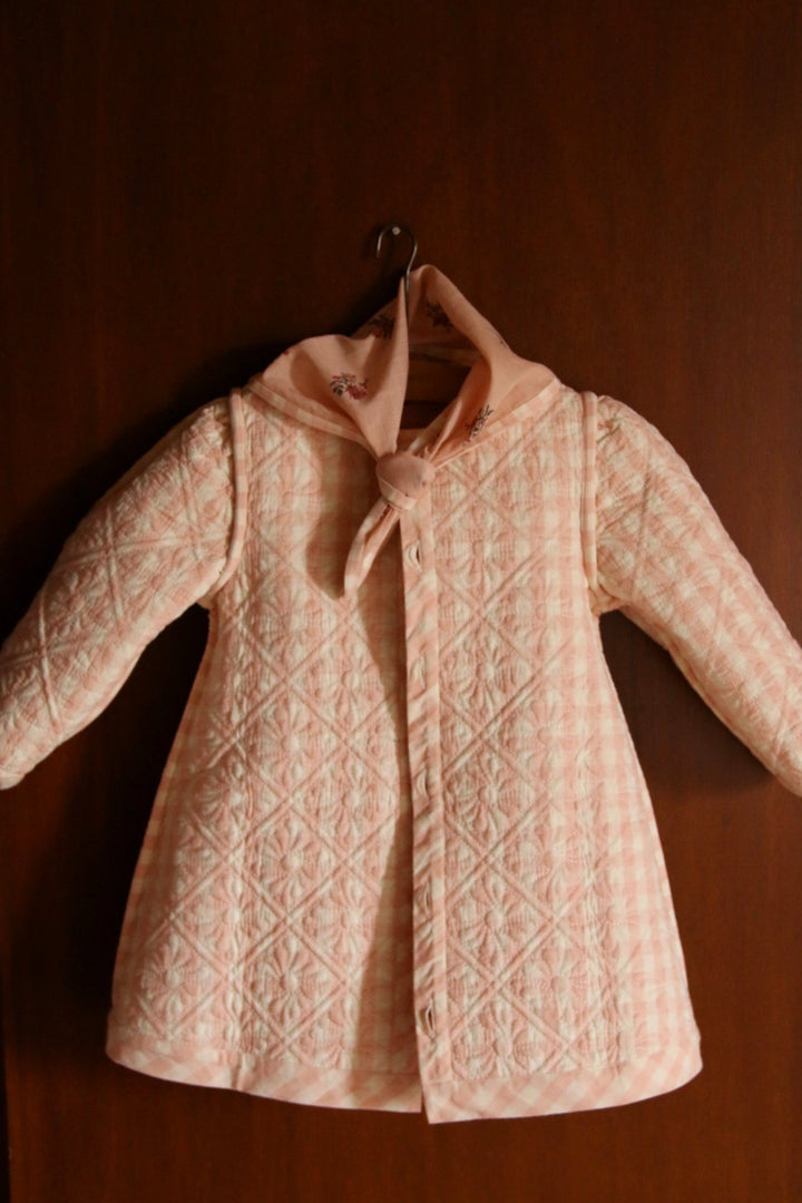 Reversible Dress Coat & Scarf in Denim Garden Flowers Print by Bonjour - Petite Belle