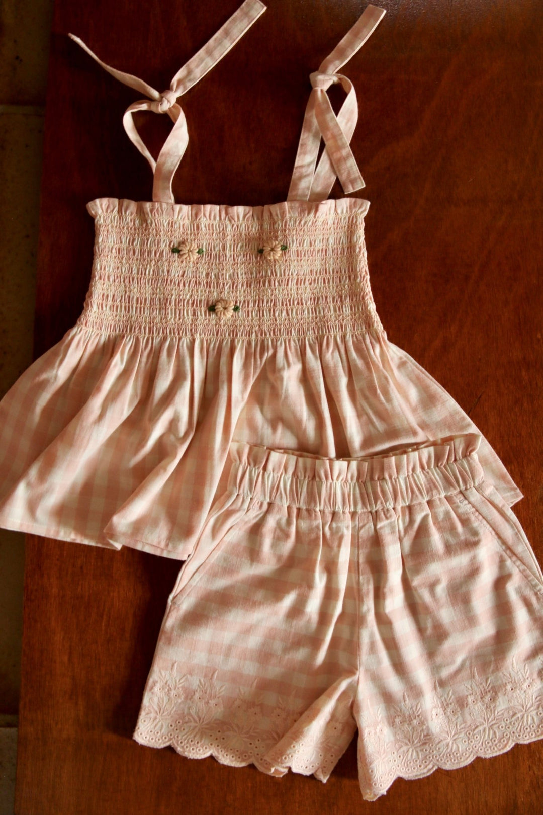 Short & Top Set in Pink Vichy by Bonjour - Petite Belle
