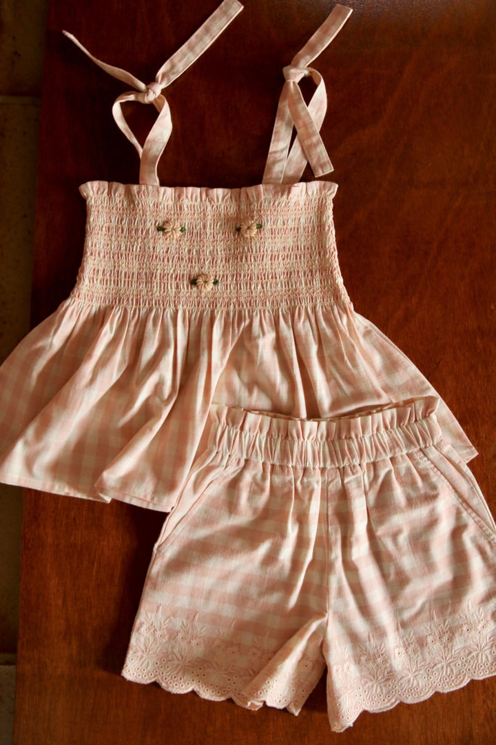 Short & Top Set in Pink Vichy by Bonjour - Petite Belle