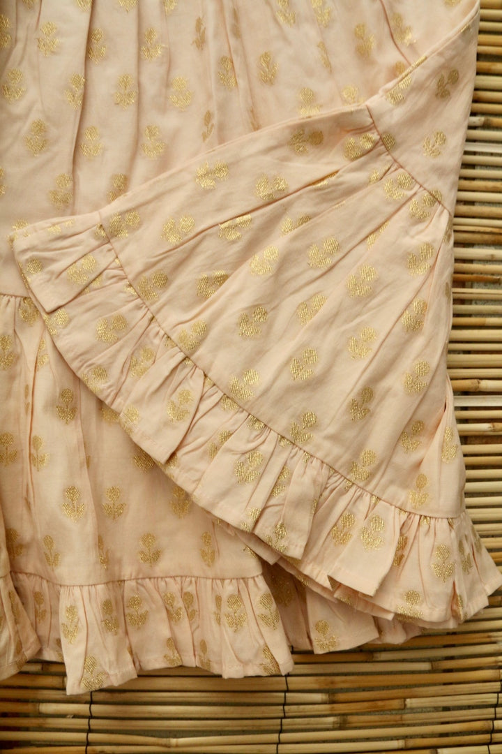 Skirt Dress & Hairclip in Flower Lurex Light Pink by Bonjour - Petite Belle
