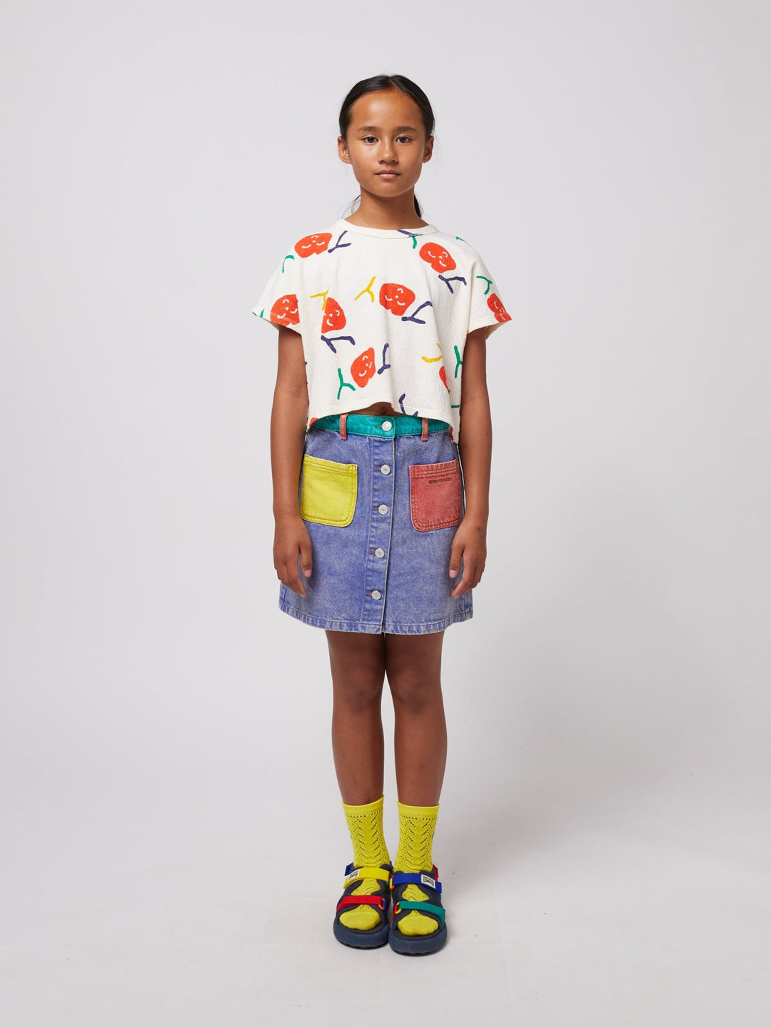 Smiling All Over Cropped T-shirt by Bobo Choses - Petite Belle