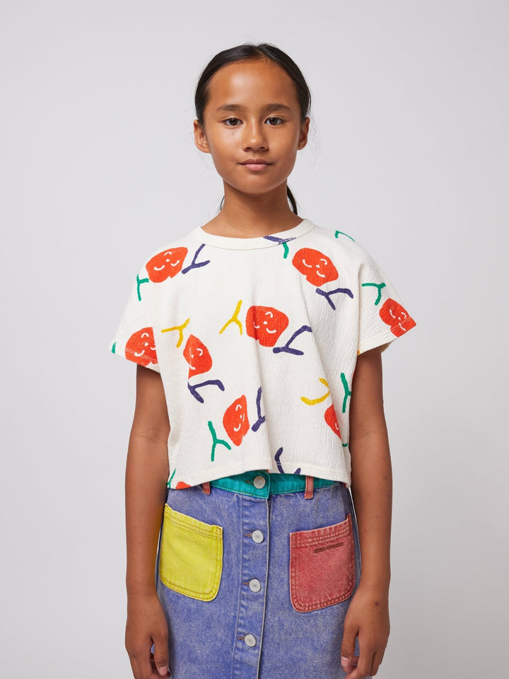 Smiling All Over Cropped T-shirt by Bobo Choses - Petite Belle