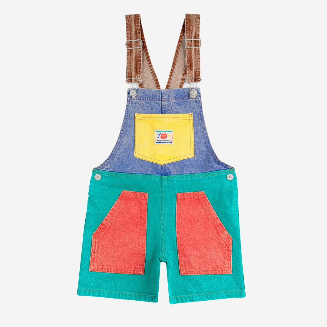 Smiling Colour Block Denim Dungarees by Bobo Choses - Petite Belle