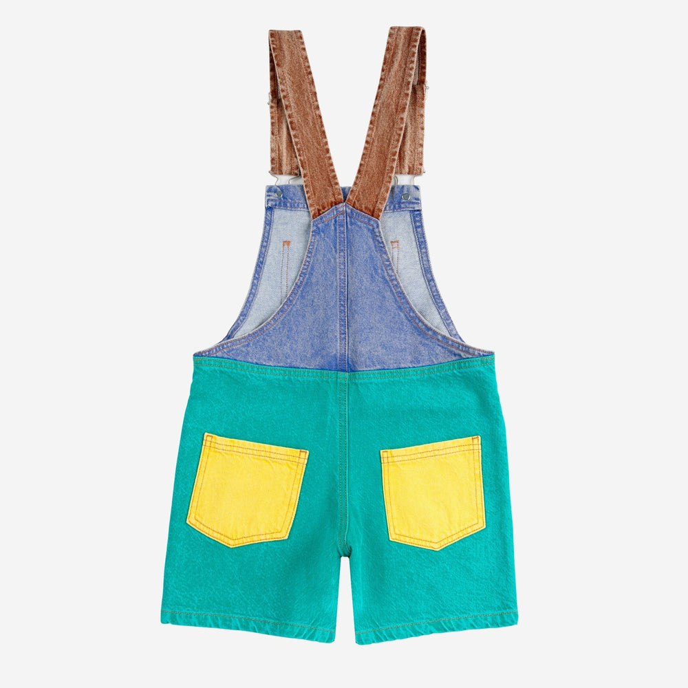 Smiling Colour Block Denim Dungarees by Bobo Choses - Petite Belle