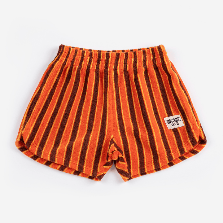 Striped Brick Terry Cloth Shorts by Bobo Choses - Petite Belle