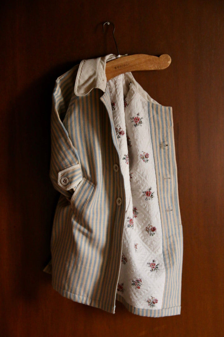 Summer Coat & Scarf in Transat Stripe by Bonjour - Petite Belle