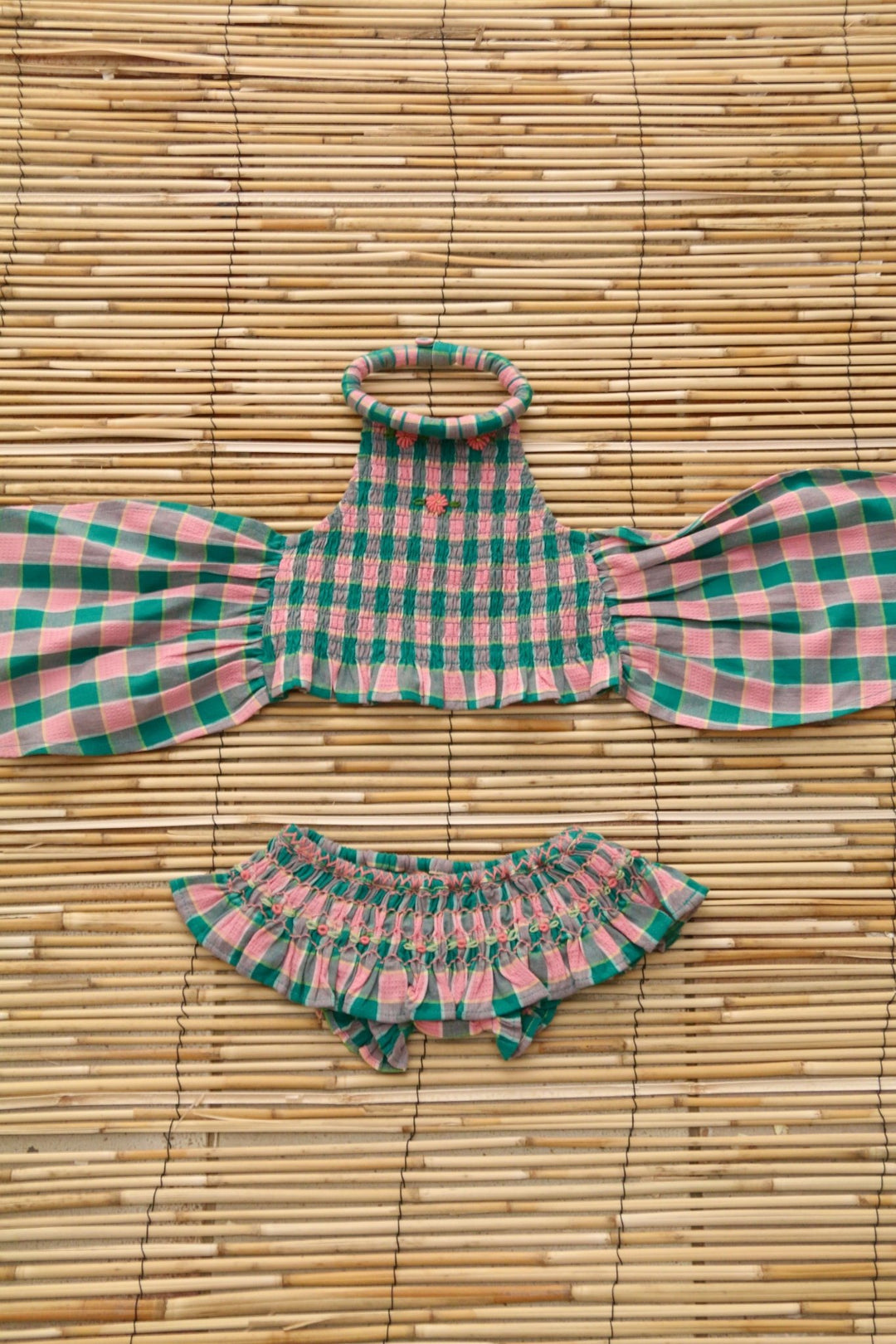 Swimsuit in Pink Green Honeycomb by Bonjour - Petite Belle