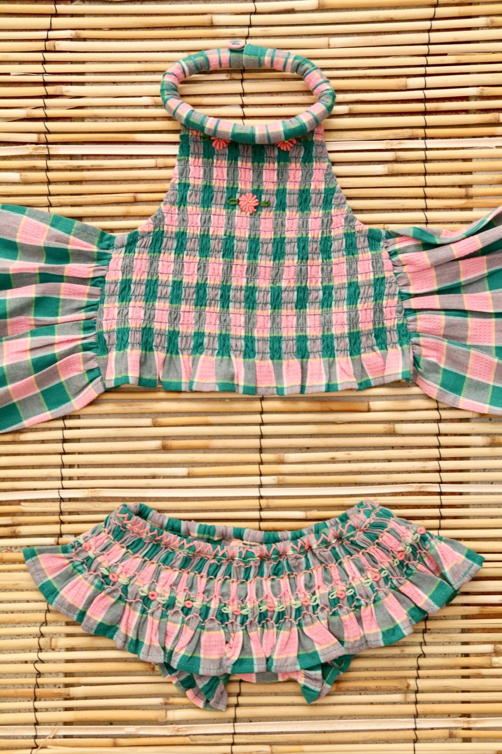 Swimsuit in Pink Green Honeycomb by Bonjour - Petite Belle