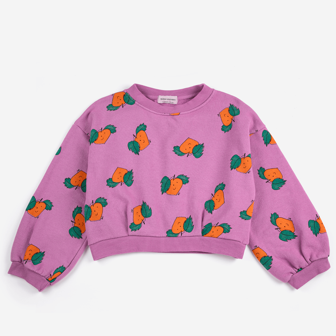 Tangerine All Over Cropped Sweatshirt by Bobo Choses - Petite Belle