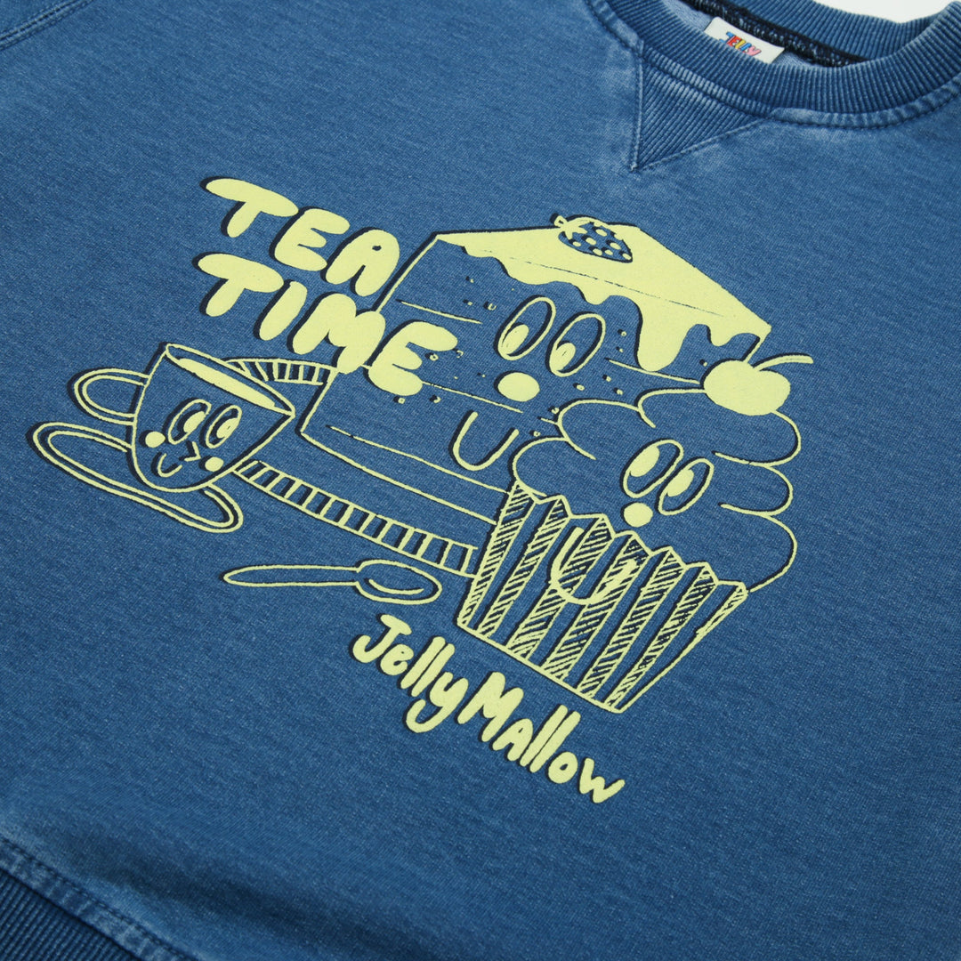 Tea Time Denim Sweatshirt by Jelly Mallow - Petite Belle