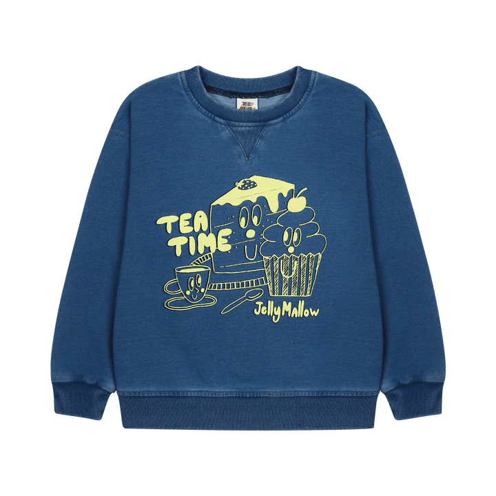 Tea Time Denim Sweatshirt by Jelly Mallow - Petite Belle