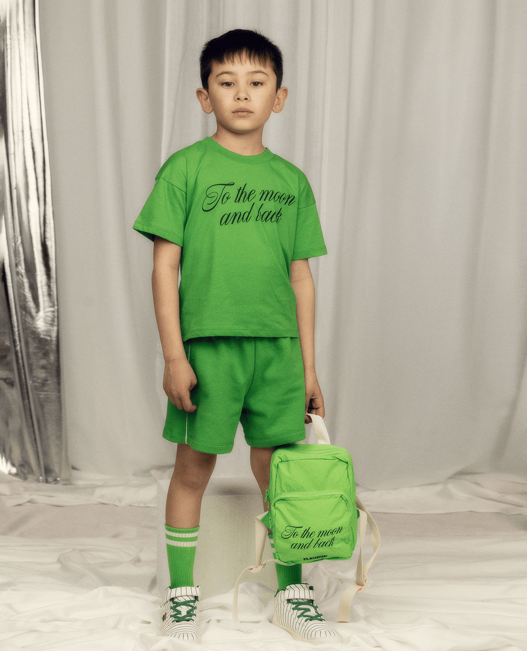 To The Moon Tee in Green by Mini Rodini - Petite Belle