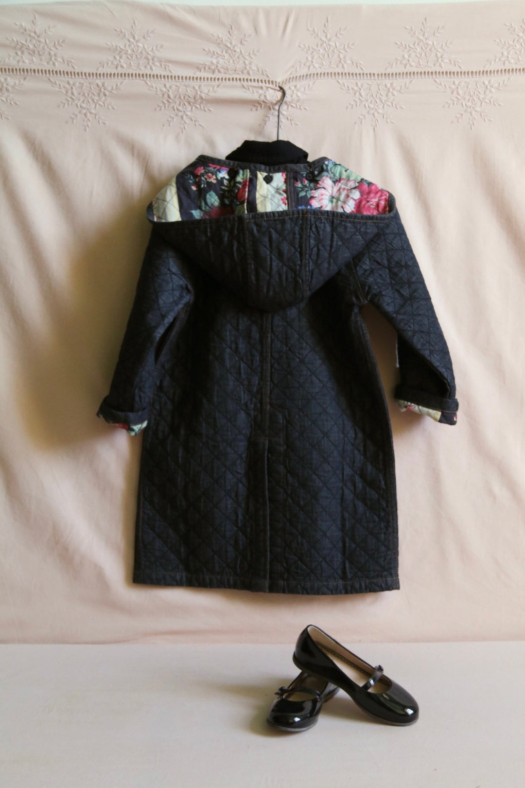 Trench Coat in Black Denim by Bonjour - Petite Belle
