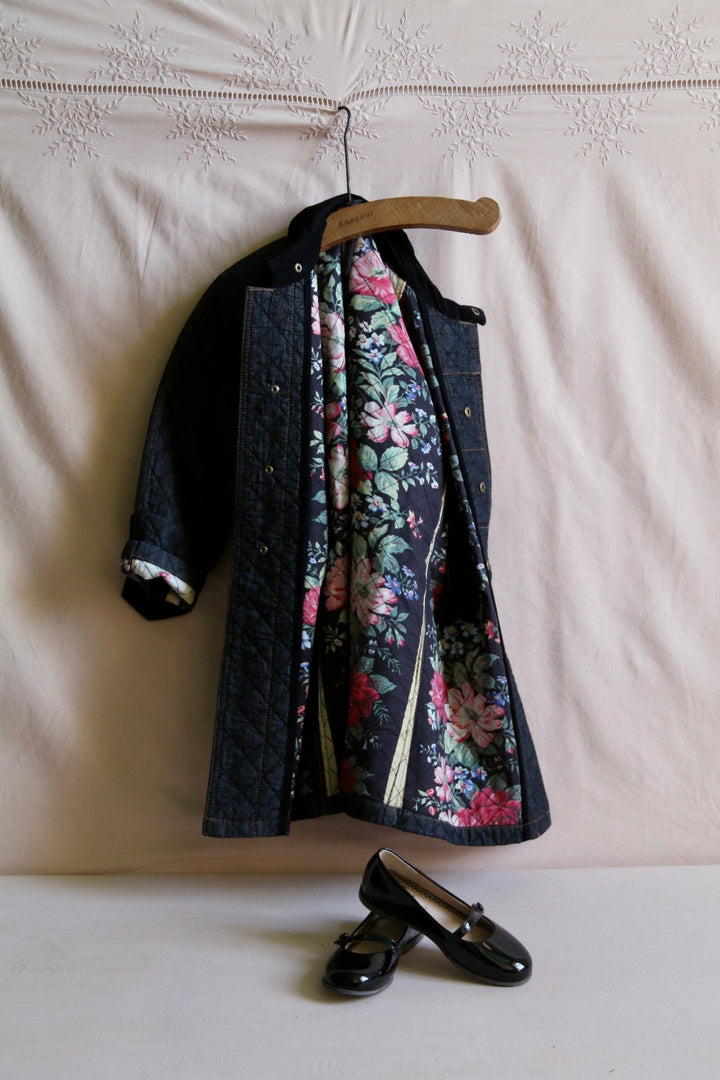 Trench Coat in Black Denim by Bonjour - Petite Belle