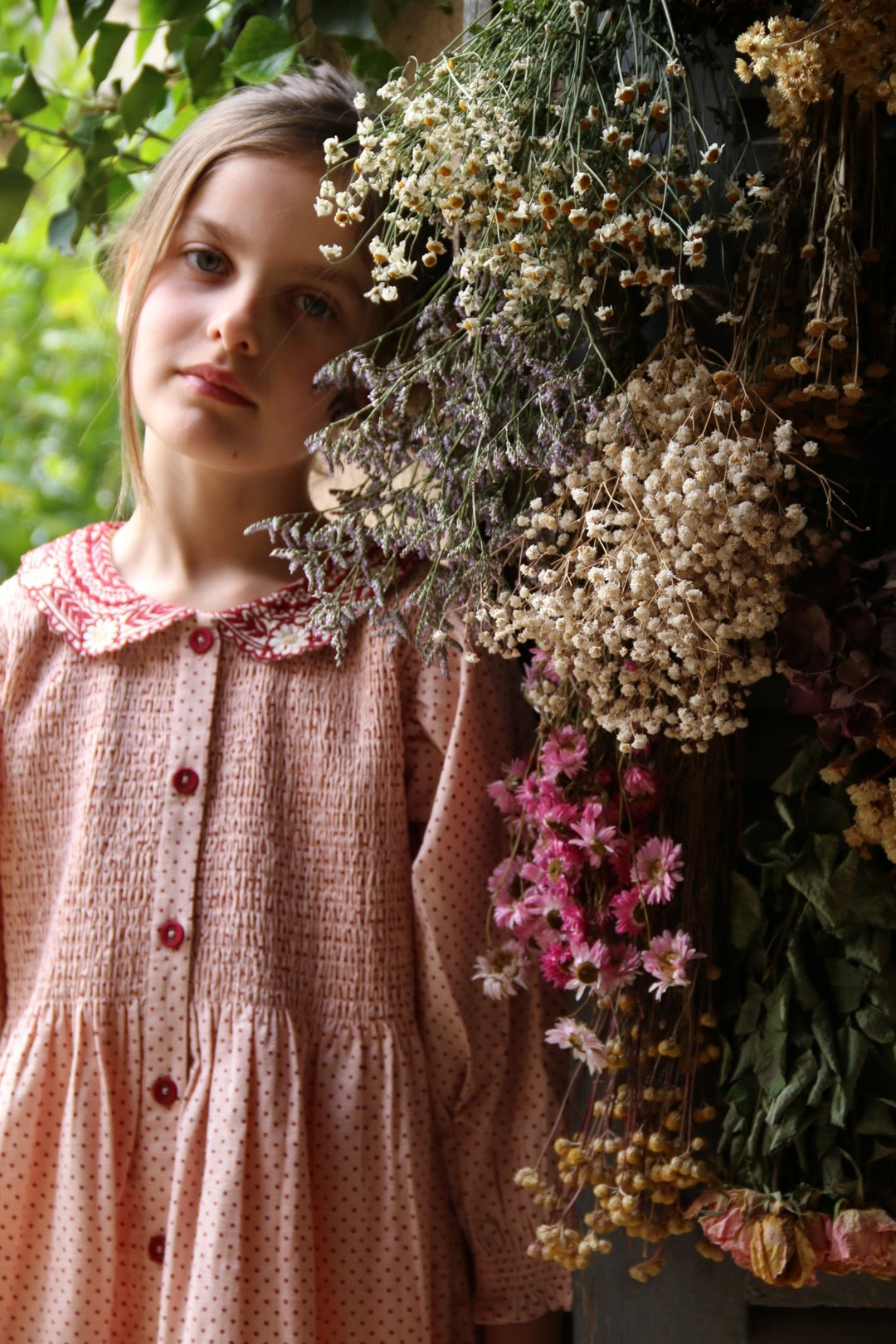 Tunique & Hairclip in Pink Dot Print by Bonjour - Petite Belle