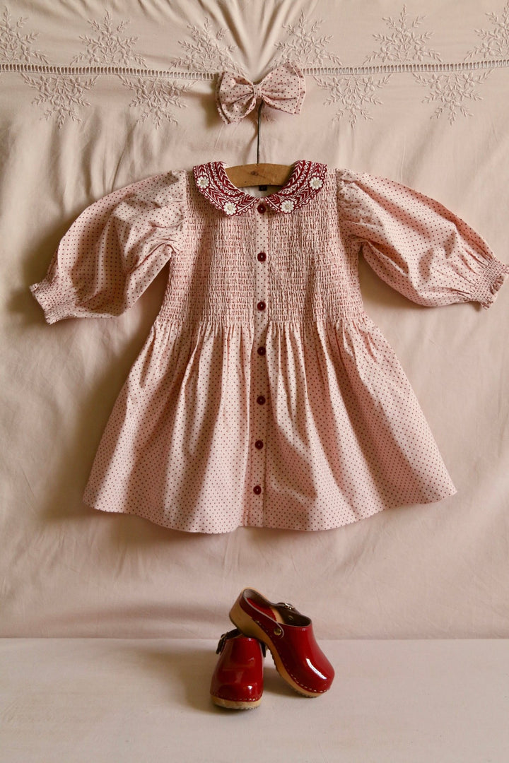 Tunique & Hairclip in Pink Dot Print by Bonjour - Petite Belle