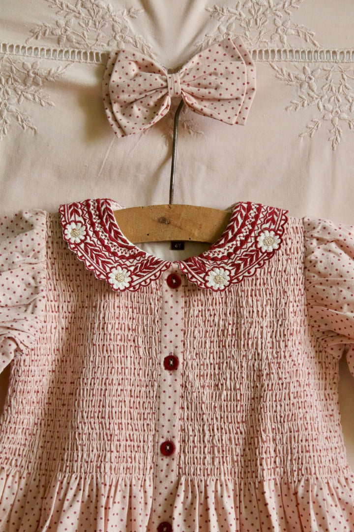 Tunique & Hairclip in Pink Dot Print by Bonjour - Petite Belle