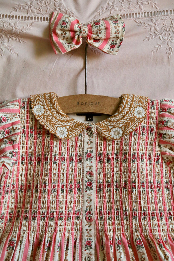 Tunique & Hairclip in Tapestry Pink Stripe Print by Bonjour - Petite Belle