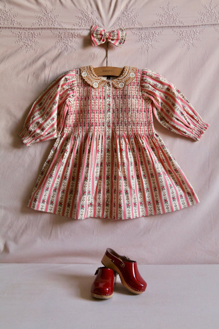 Tunique & Hairclip in Tapestry Pink Stripe Print by Bonjour - Petite Belle