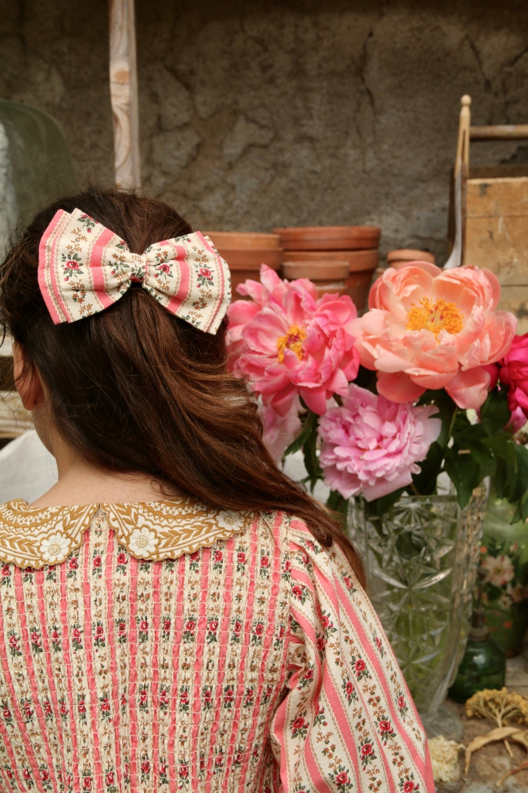 Tunique & Hairclip in Tapestry Pink Stripe Print by Bonjour - Petite Belle