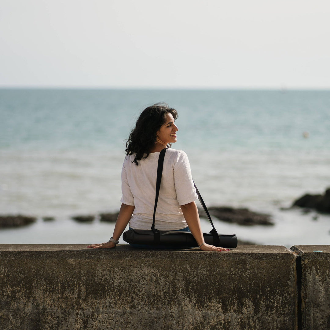 Warrior Black Travel Mat by Ladina Yoga - Petite Belle