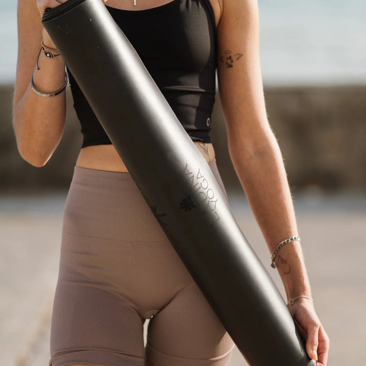 Warrior Black Travel Mat by Ladina Yoga - Petite Belle
