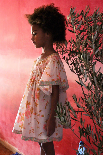 Butterfly Dress in Bouquet Fluo Curry by Bonjour Diary - Petite Belle | UK Stockist
