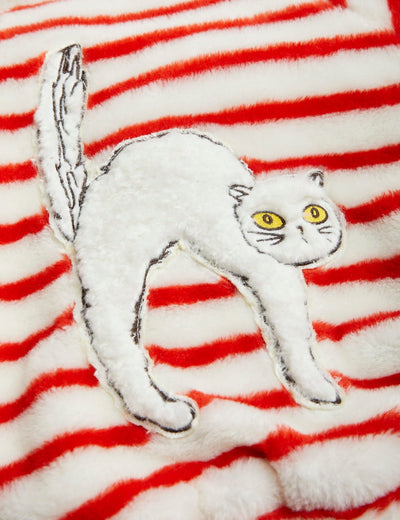 Angry Cat Embroidered Faux Fur Jacket by Mini Rodini - Petite Belle