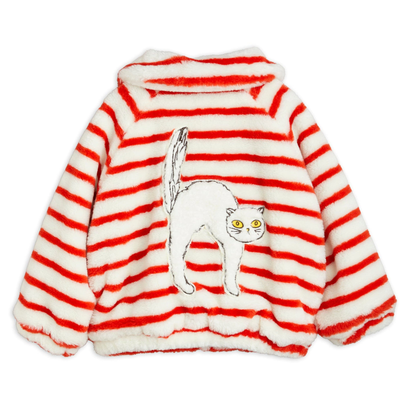 Angry Cat Embroidered Faux Fur Jacket by Mini Rodini - Petite Belle