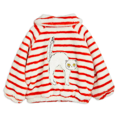 Angry Cat Embroidered Faux Fur Jacket by Mini Rodini - Petite Belle